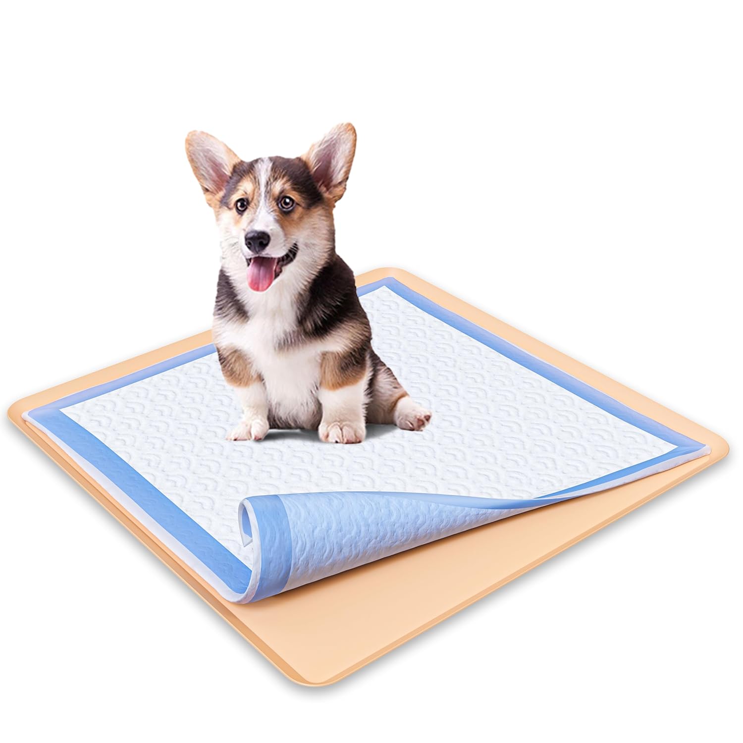 Skywin Skywin TidyFriend Pee Pad Holder Tray 24x24 Inches Silicone Dog Potty Tray Easy to Clean No Spill Dog Potty Training Pad Holder Beige