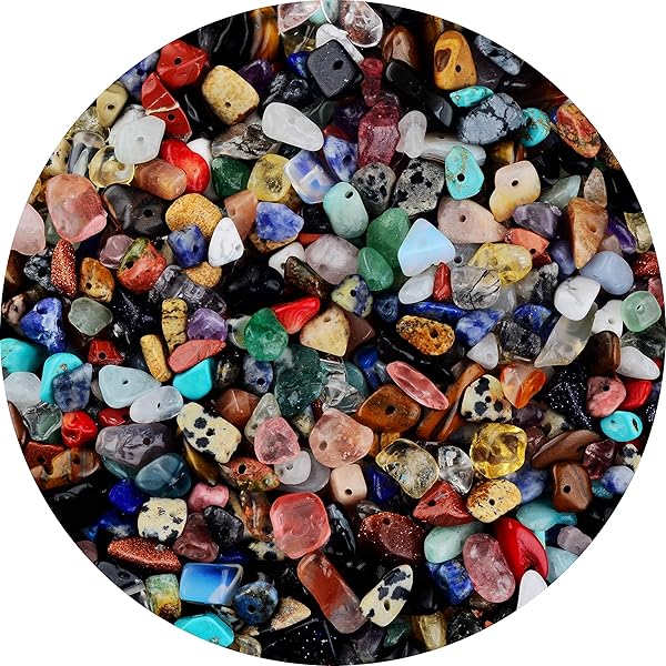 Cmidy Natural Multicolor Chip Stone Beads 5-8mm - 400 Irregular Healing Gemstones for DIY Jewelry & Crafting