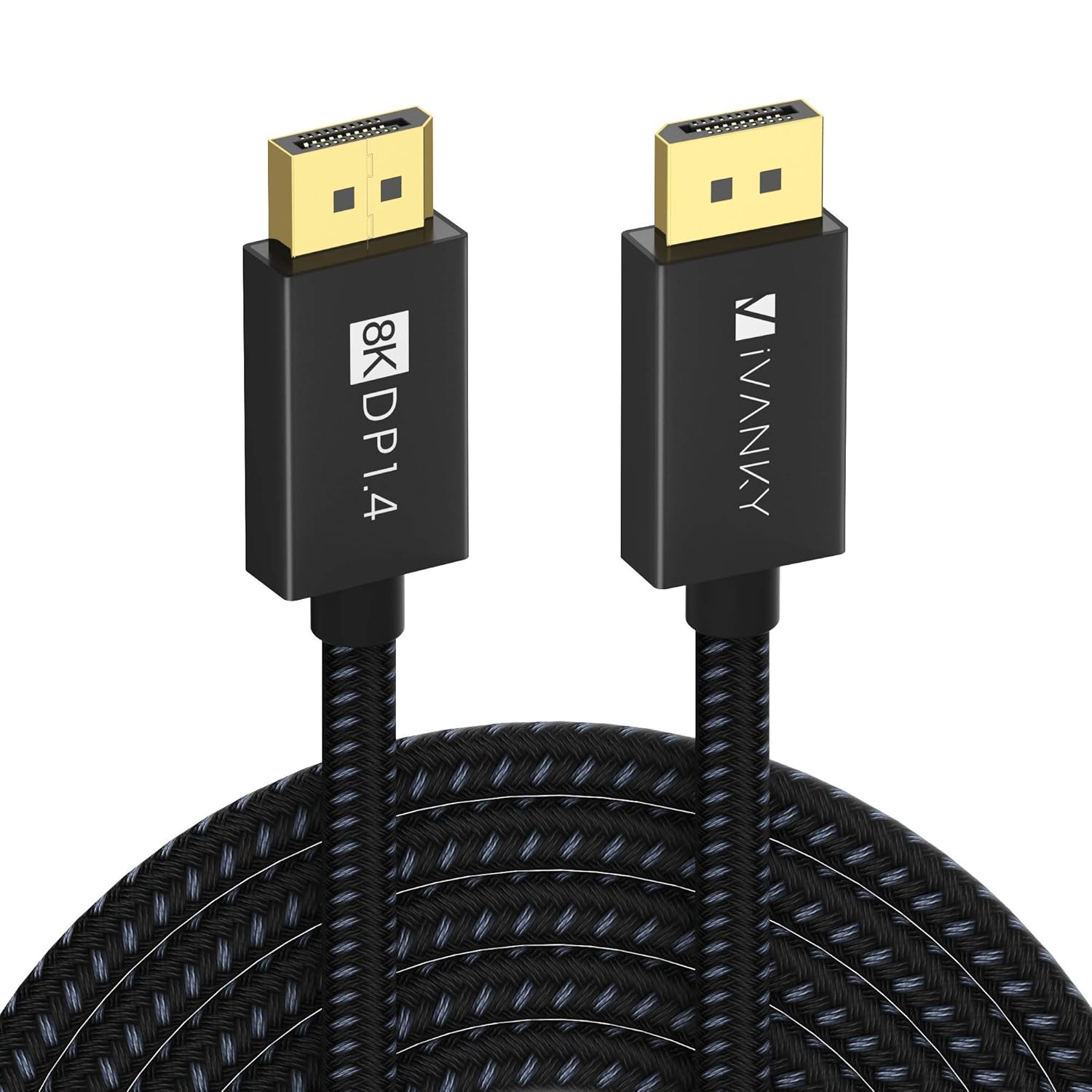IVANKY IVANKY DisplayPort Cable 1.4, 8K DP Cable 15ft [8K@60Hz, 4K@144Hz, 1080P@240Hz], Support HBR3, 32.4Gbps, HDCP 2.2, HDR, Compatible for Gaming