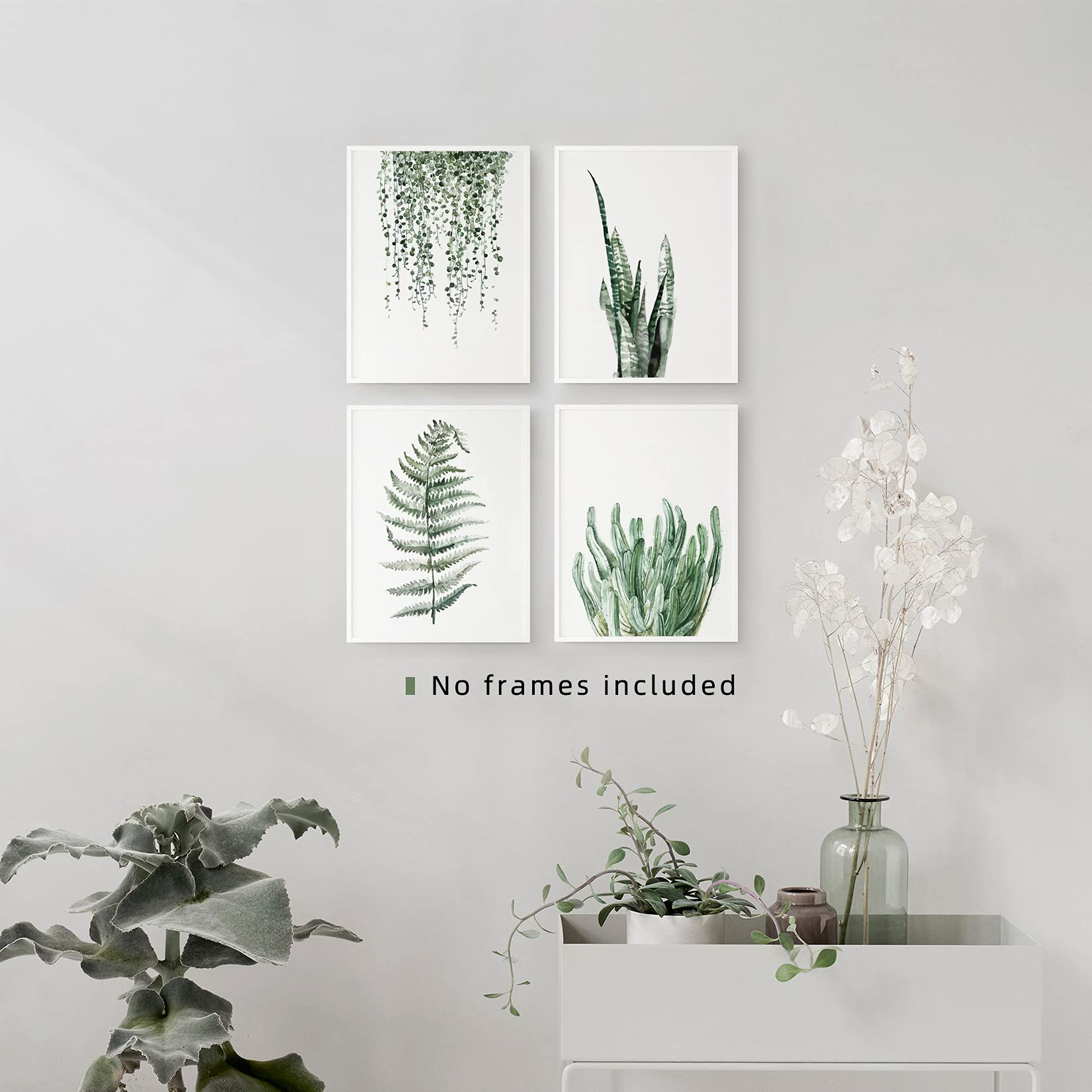 A ART·ZONE Botanical Prints Poster Wall Decor for Living Room, Plant Painting 8x10 Poster Canvas Prints Unframed Set of 4, Leaf Wall Art Plant Prints - View 4 of 7