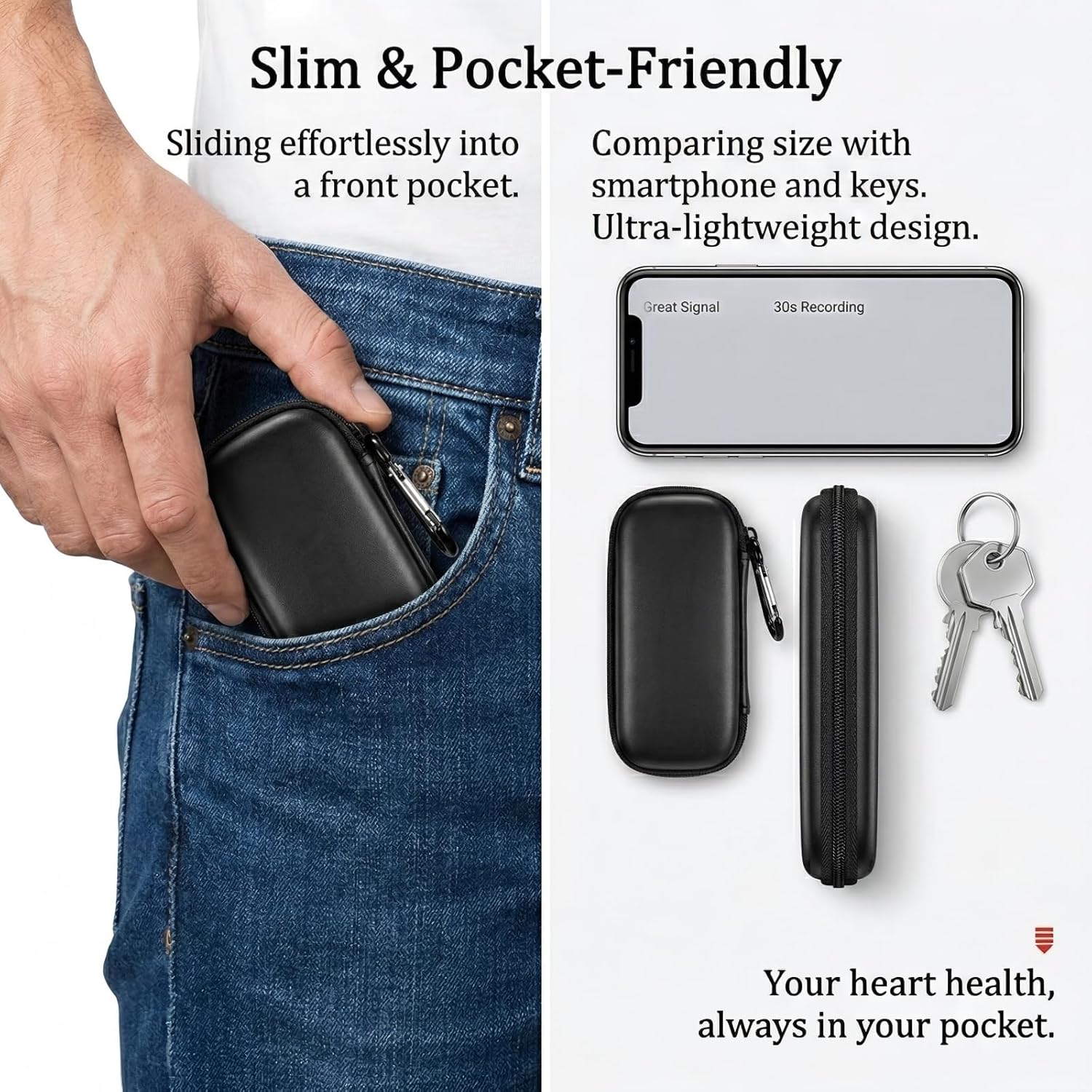 Comecase Case Compatible with KardiaMobile 6-Lead for 1-Lead for KardiaMobile 6L Max Personal EKG Monitor, Heart Rate Moitor Storage Holder (Bag Only) - View 3 of 8