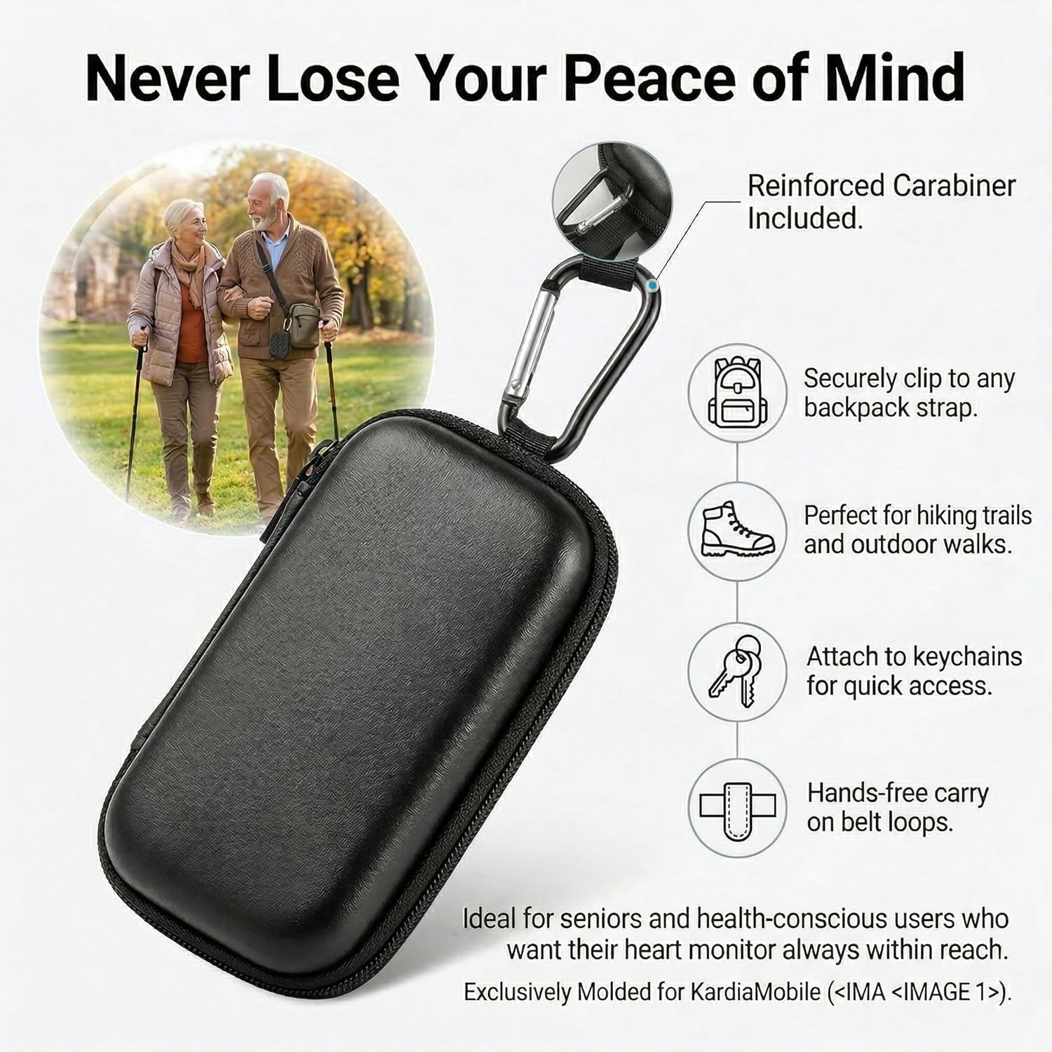 Comecase Case Compatible with KardiaMobile 6-Lead for 1-Lead for KardiaMobile 6L Max Personal EKG Monitor, Heart Rate Moitor Storage Holder (Bag Only) - View 7 of 8