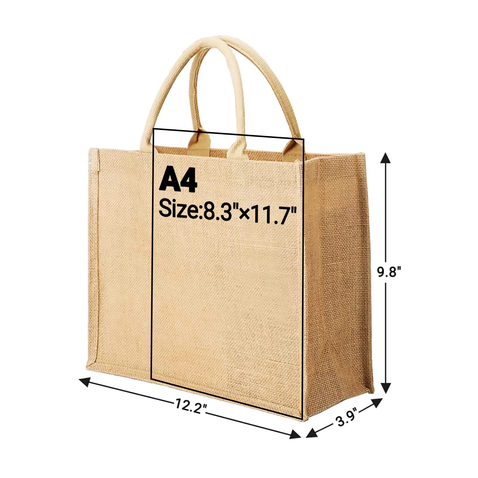 Segarty Segarty Jute Tote Bags, 1 Pack Small Burlap Jute Reusable Canvas Gift Favors Bag with Handles Blank Tote Bulk for Bridesmaid Wedding, Women Grocery - View 4 of 7