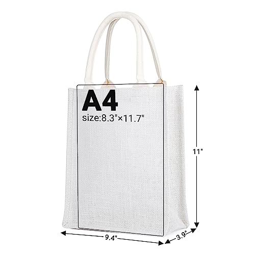 Segarty Segarty 6 Pack Small White Burlap Jute Tote Bags Reusable Canvas Gift Favors with Handles for Weddings Shopping Bachelorette Beach Trips - View 3 of 8