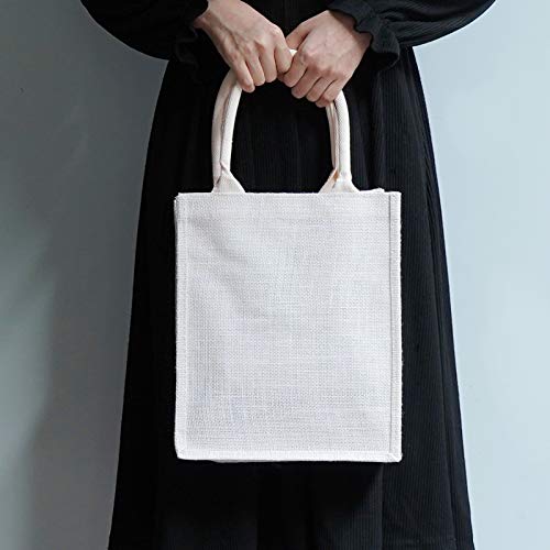 Segarty Segarty 6 Pack Small White Burlap Jute Tote Bags Reusable Canvas Gift Favors with Handles for Weddings Shopping Bachelorette Beach Trips - View 4 of 8