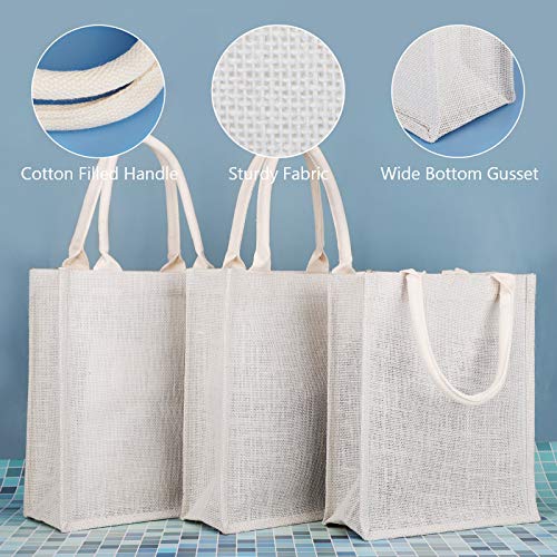 Segarty Segarty 6 Pack Small White Burlap Jute Tote Bags Reusable Canvas Gift Favors with Handles for Weddings Shopping Bachelorette Beach Trips - View 5 of 8