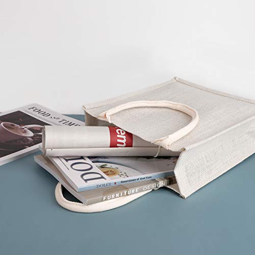 Segarty Segarty 6 Pack Small White Burlap Jute Tote Bags Reusable Canvas Gift Favors with Handles for Weddings Shopping Bachelorette Beach Trips - View 7 of 8