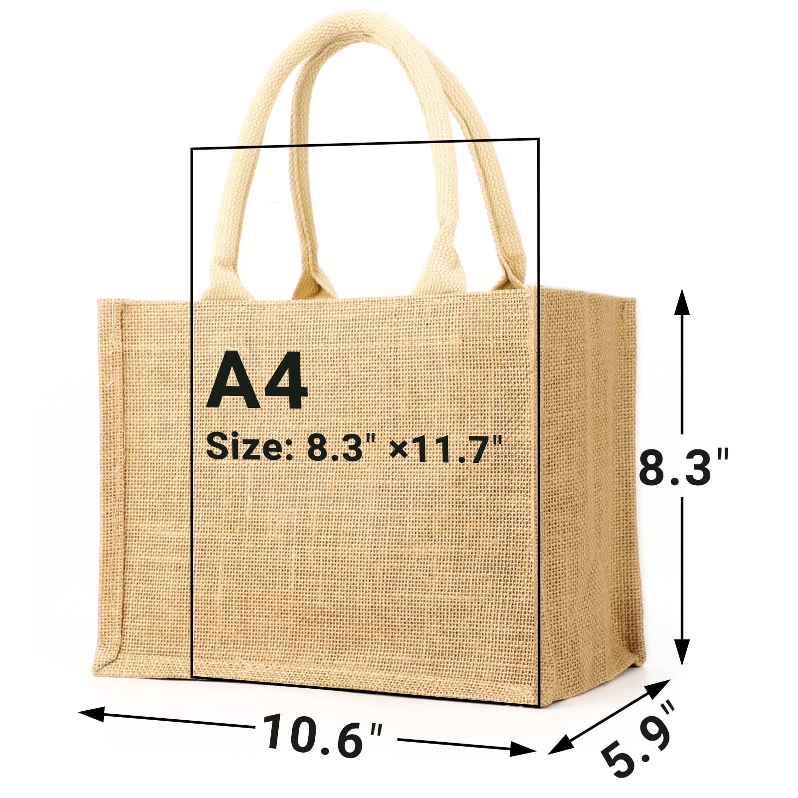 Segarty Segarty Tote Bags, 6 Pack Small White Burlap Jute Reusable Canvas Gift Favors Bag with Handles Blank Tote Bulk for Bridesmaid Wedding, Women Market - View 2 of 7