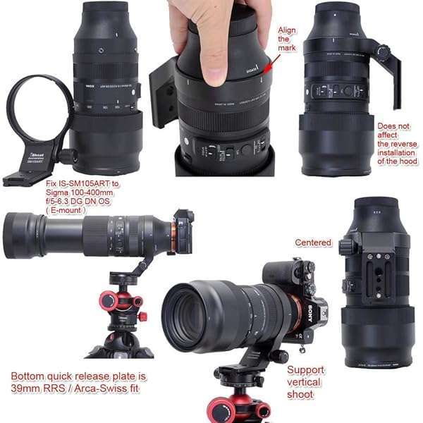 iShoot iShoot 82mm Metal Tripod Mount Ring for Sigma 105mm & 100-400mm Lenses - Arca-Swiss Quick Release Support - View 7 of 10