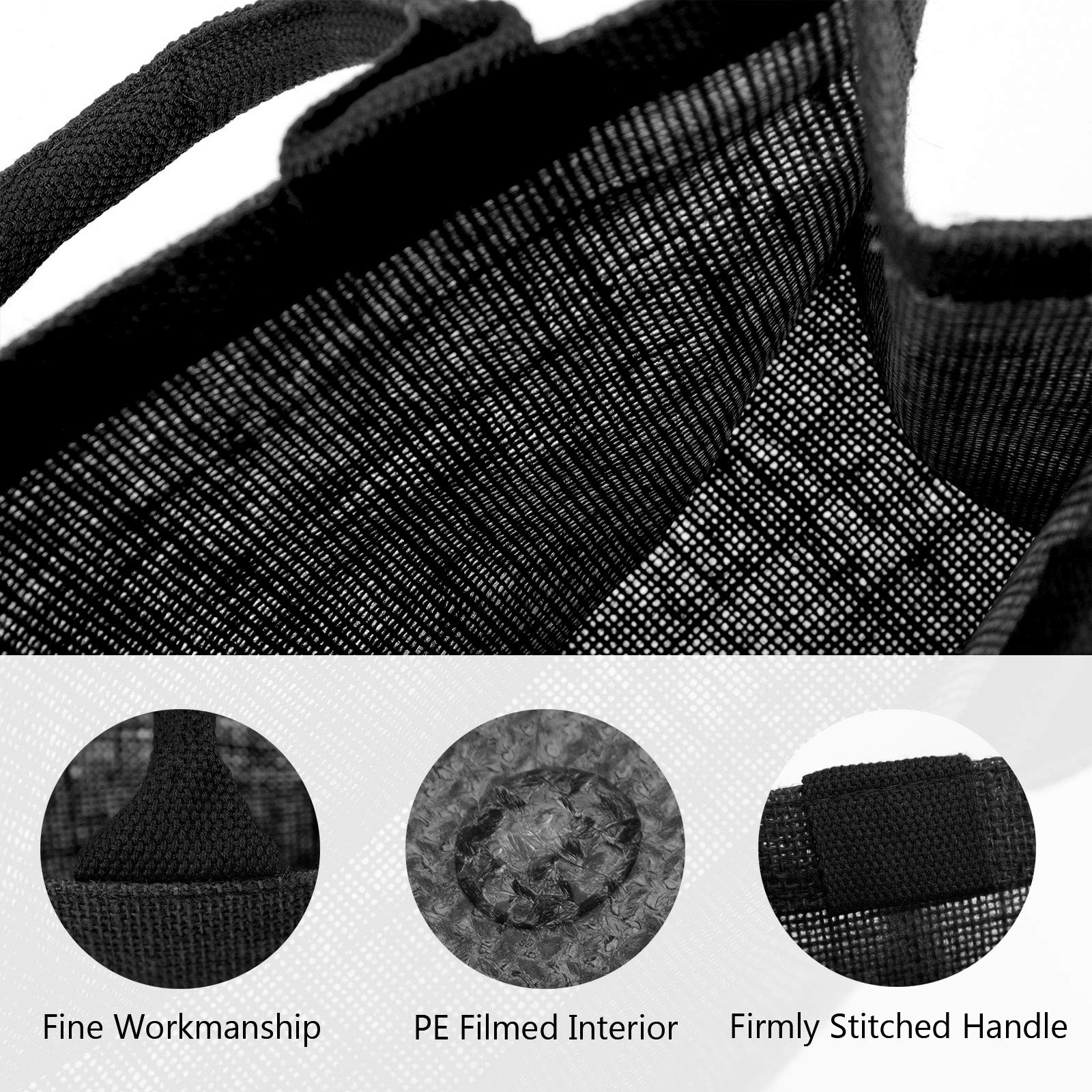 Segarty Segarty Tote Bags, 6 Pack Medium Black Burlap Jute Reusable Canvas Gift Favors Bag with Handles Blank Tote Bulk for Bridesmaid Wedding, Women Market - View 5 of 6