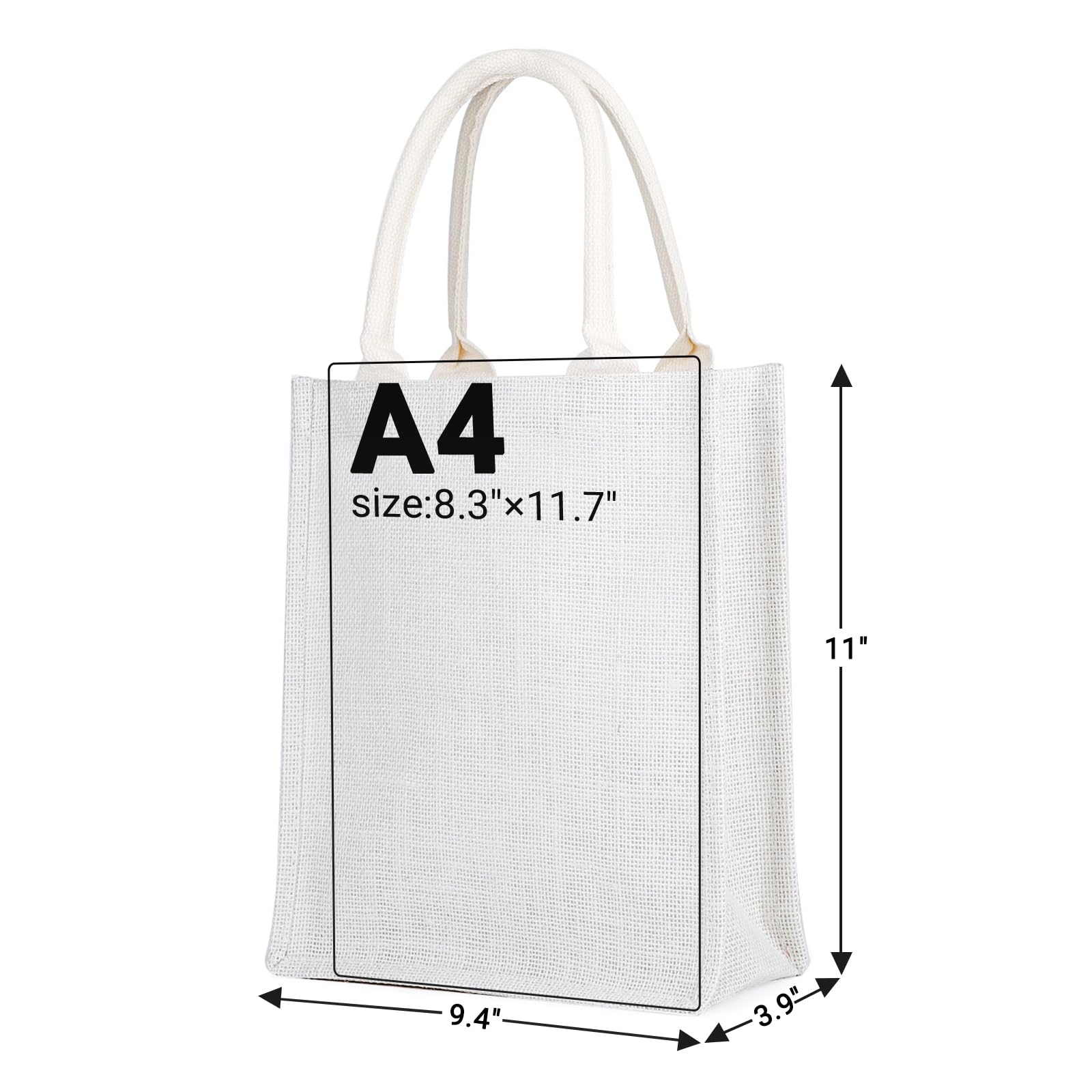 Segarty Segarty Tote Bags, 6 Pack Large White Burlap Jute Reusable Canvas Gift Favors Bag with Handles Blank Tote Bulk for Bridesmaid Wedding, Women Market - View 2 of 7