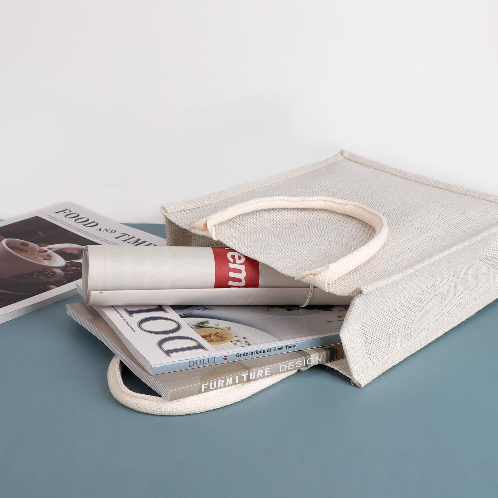 Segarty Segarty Tote Bags, 6 Pack Large White Burlap Jute Reusable Canvas Gift Favors Bag with Handles Blank Tote Bulk for Bridesmaid Wedding, Women Market - View 6 of 7