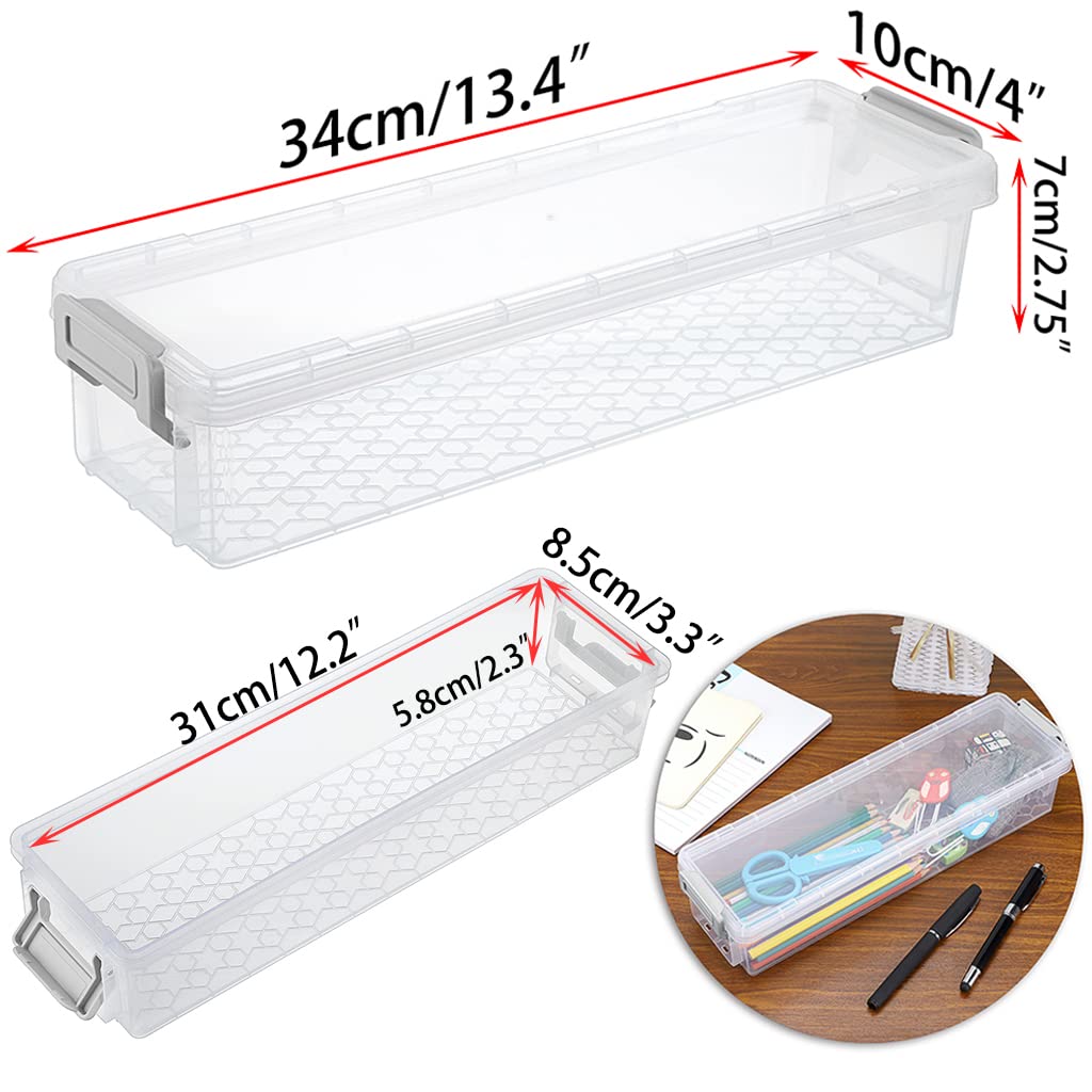 BTSKY BTSKY Long Plastic Stackable Boxes Home, Office Supplies Storage Organizer Pencil Box Plastic Organizer Holder for Gel Pens Erasers Tape Pens Pencils - View 2 of 9