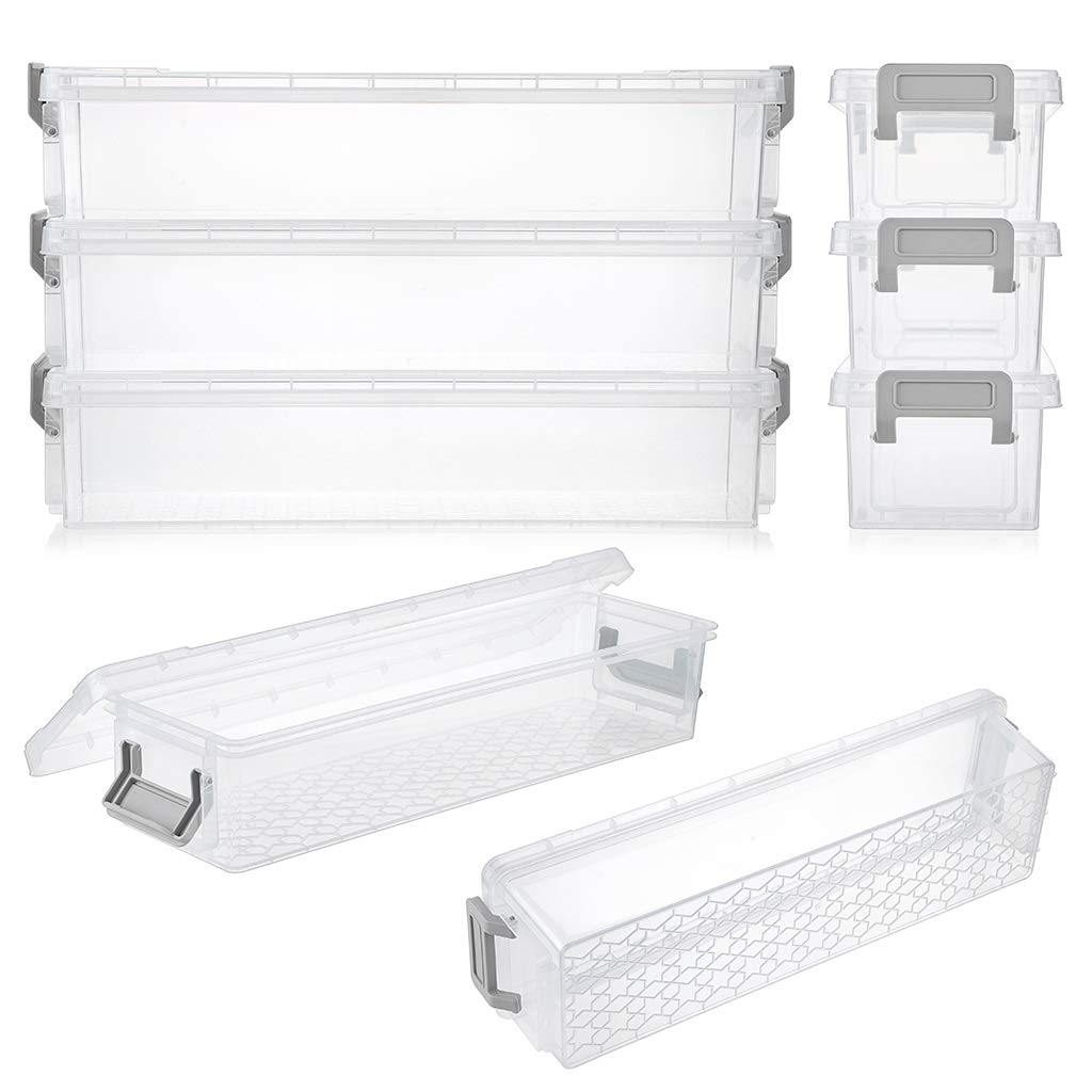 BTSKY BTSKY Long Plastic Stackable Boxes Home, Office Supplies Storage Organizer Pencil Box Plastic Organizer Holder for Gel Pens Erasers Tape Pens Pencils - View 4 of 9