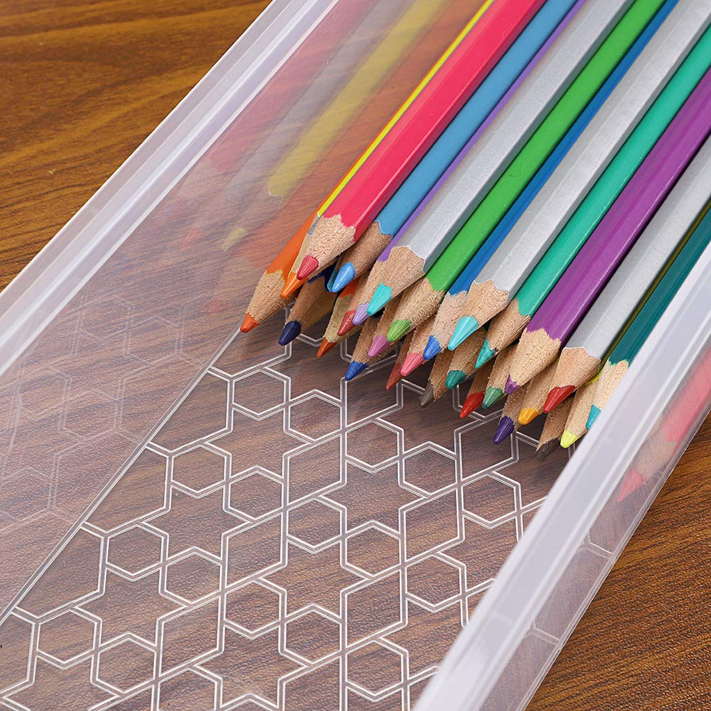 BTSKY BTSKY Long Plastic Stackable Boxes Home, Office Supplies Storage Organizer Pencil Box Plastic Organizer Holder for Gel Pens Erasers Tape Pens Pencils - View 7 of 9