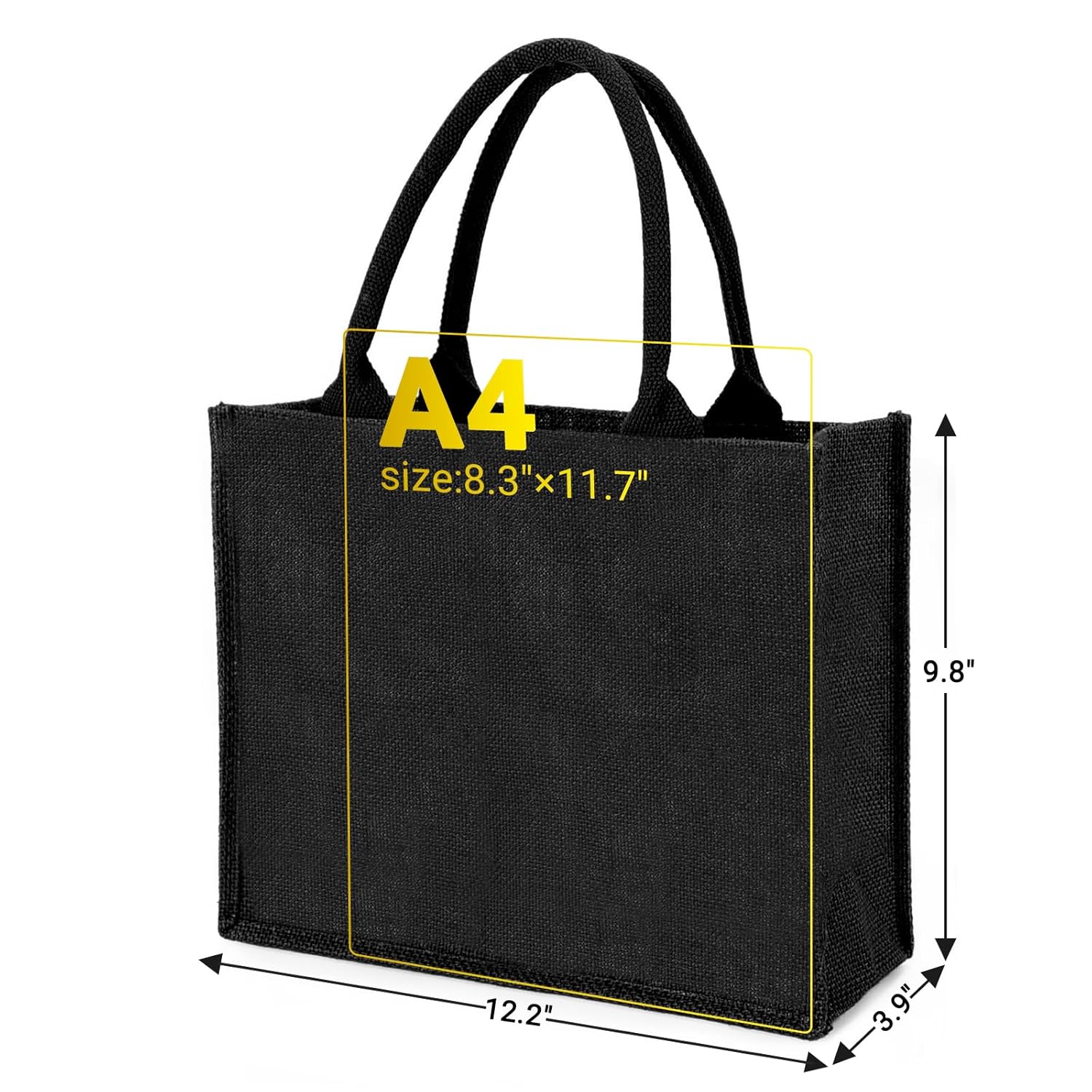 Segarty Segarty Tote Bags, 3 Pack Large White Burlap Jute Reusable Canvas Gift Favors Bag with Handles Blank Tote Bulk for Bridesmaid Wedding, Women Market - View 2 of 6