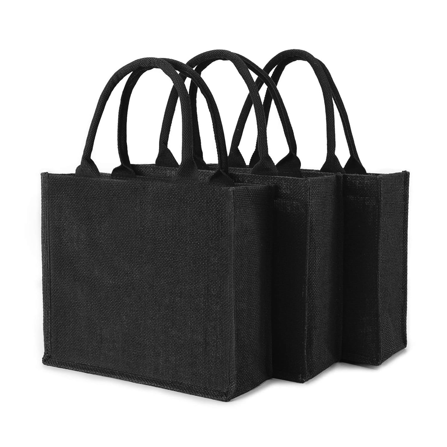 Segarty Tote Bags, 3 Pack Large White Burlap Jute Reusable Canvas Gift Favors Bag with Handles Blank Tote Bulk for Bridesmaid Wedding, Women Market