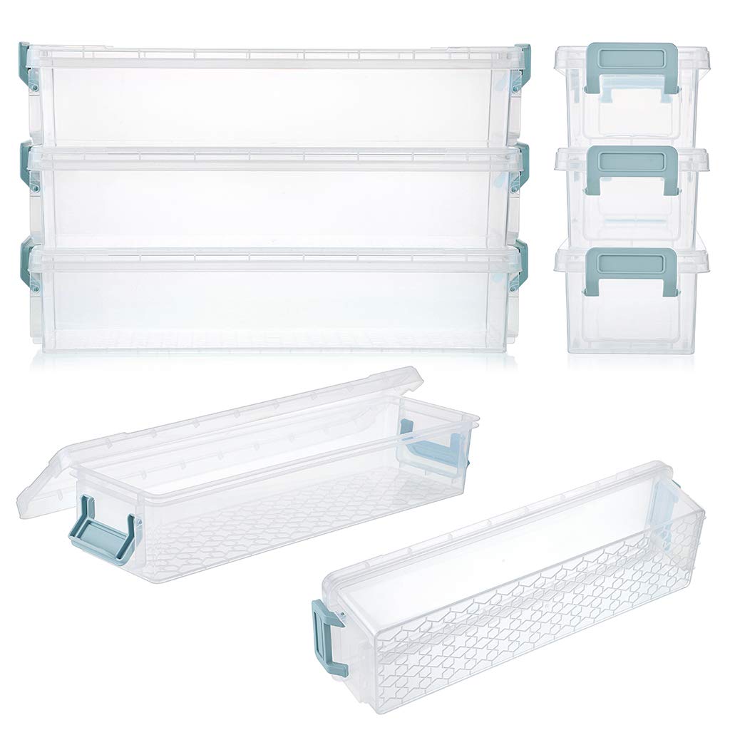 BTSKY BTSKY Long Plastic Stackable Box Home, Office Supplies Storage Organizer Box Pencil Boxes Plastic Organizer Holder for Gel Pens Erasers Tape Pens - View 4 of 9