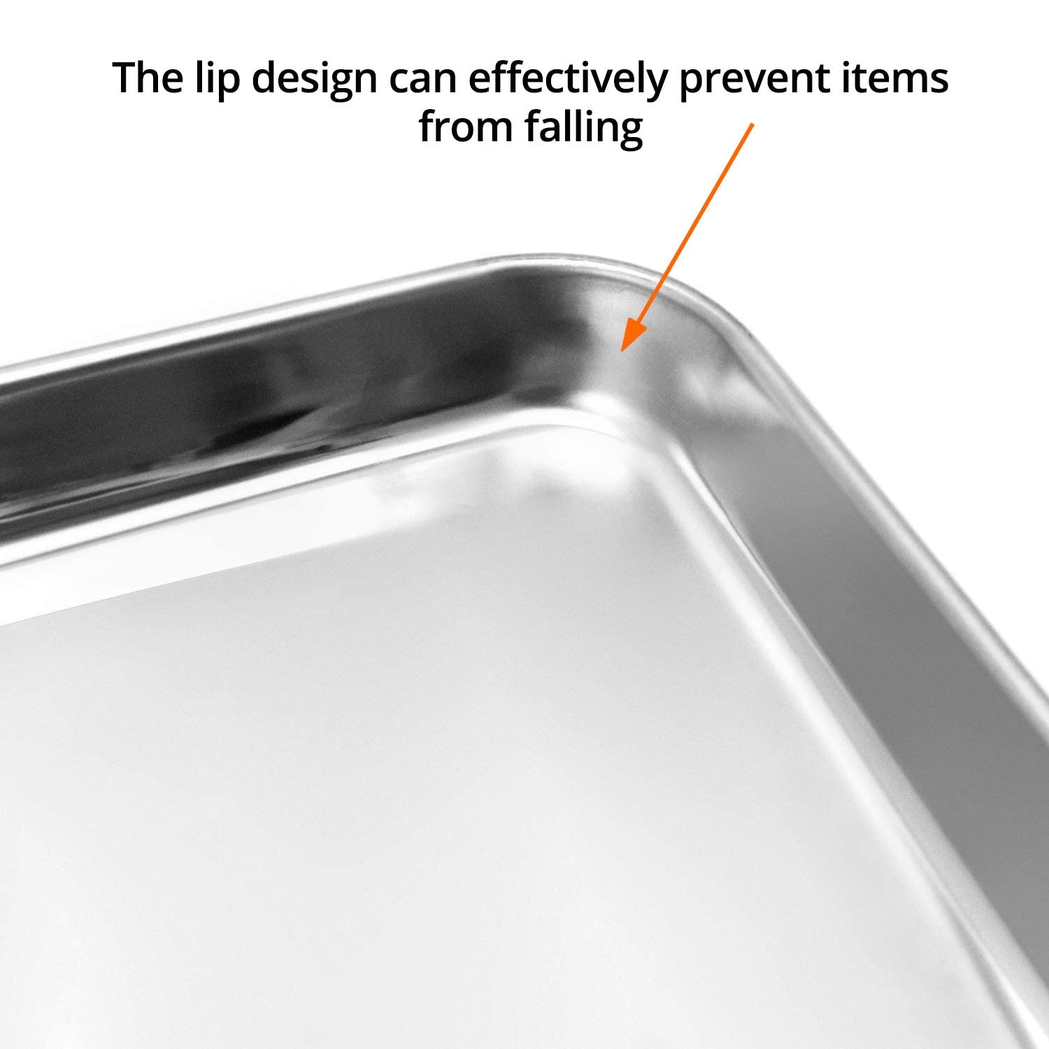 QWORK QWORK Stainless Steel Surgical Tray for Medical Instruments and Tattoo Supplies 15 3/4 x 11 13/16 x 1 Flat Bottom Design - View 3 of 7