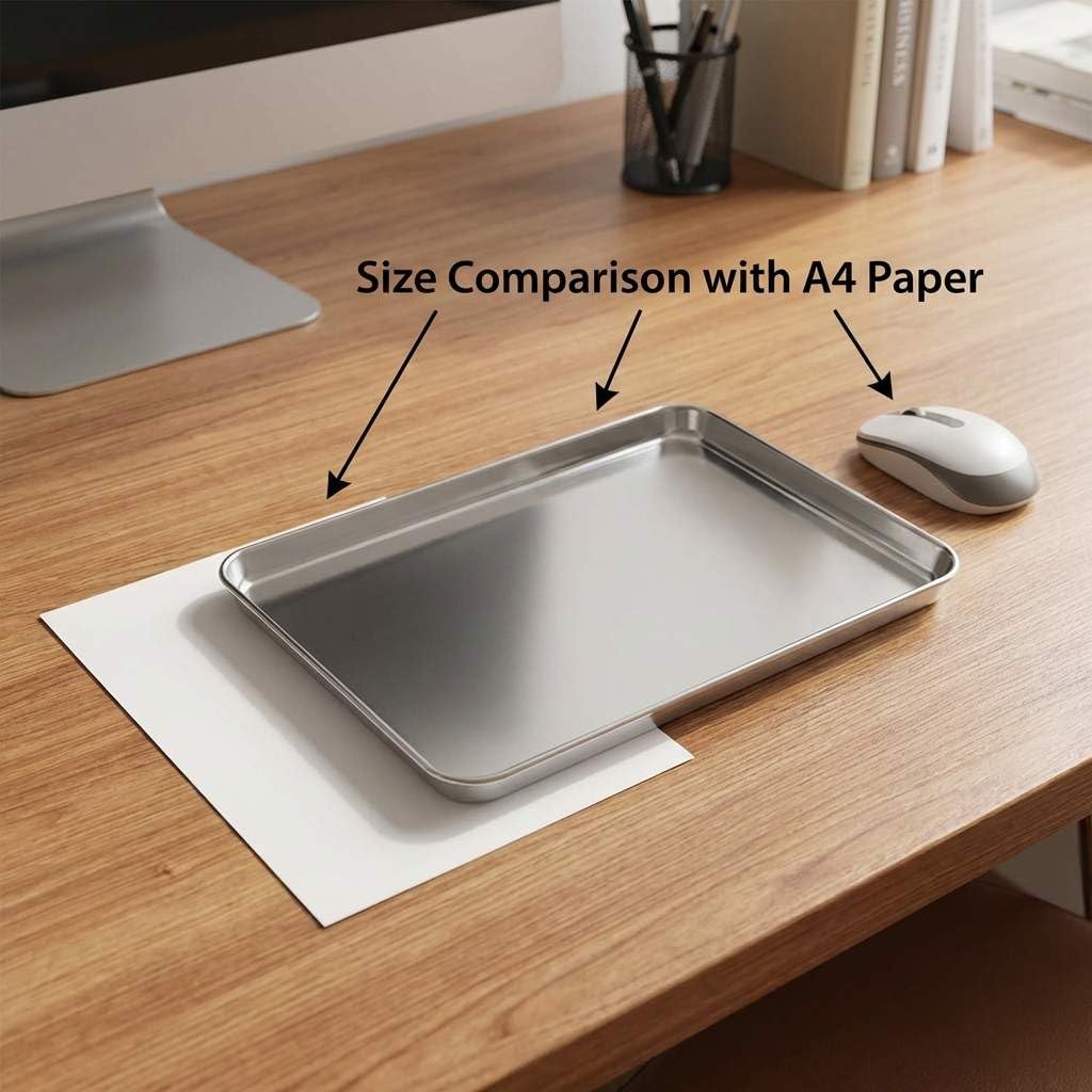 QWORK QWORK Stainless Steel Surgical Tray for Medical Instruments and Tattoo Supplies 15 3/4 x 11 13/16 x 1 Flat Bottom Design - View 6 of 7
