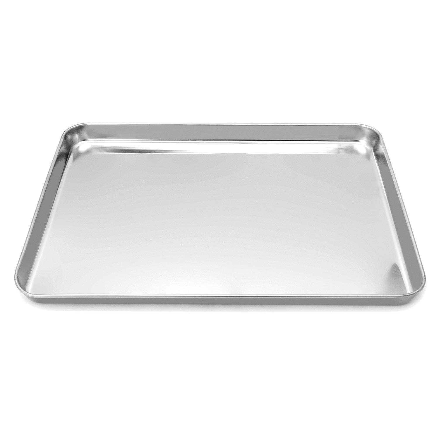 QWORK Stainless Steel Surgical Tray for Medical Instruments and Tattoo Supplies 15 3/4 x 11 13/16 x 1 Flat Bottom Design