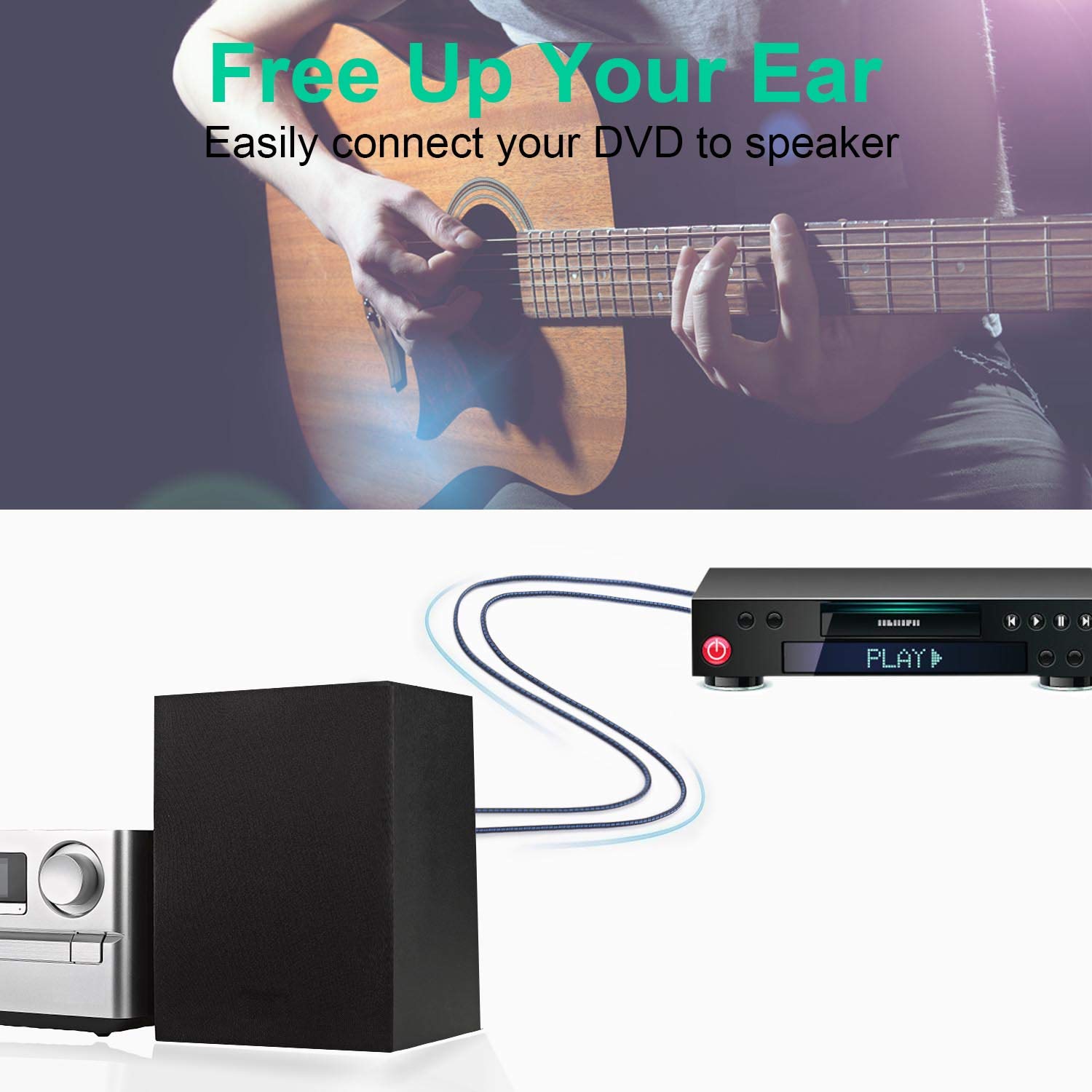 NC XQIN NC XIQN RCA Cable 20ft. 2RCA Male to 2RCA Male Stereo Audio Cable Nylon Braided, Double Shielded RCA to RCA Audio Cable for Home Theater, HDTV, - View 5 of 7