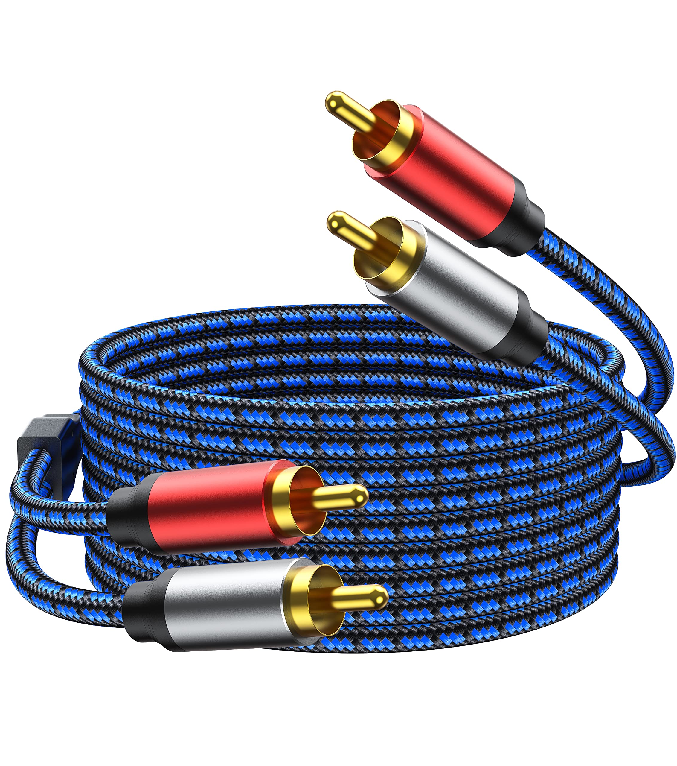 NC XQIN NC XIQN RCA Cable 20ft. 2RCA Male to 2RCA Male Stereo Audio Cable Nylon Braided, Double Shielded RCA to RCA Audio Cable for Home Theater, HDTV,