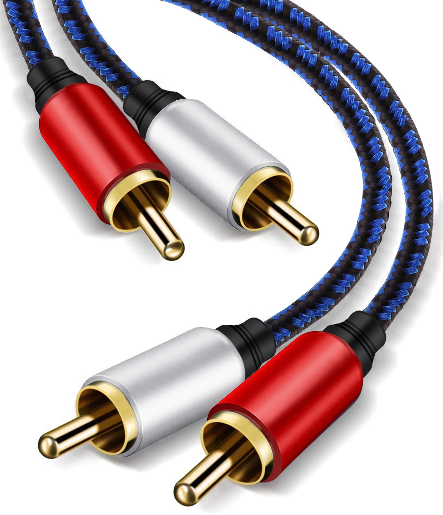 NC XQIN NC XIQN RCA Cable 25Feet. 2RCA Male to 2RCA Male Stereo Audio Cable Nylon Braided, Double Shielded RCA to RCA Audio Cable for Home Theater, HDTV, - View 2 of 7