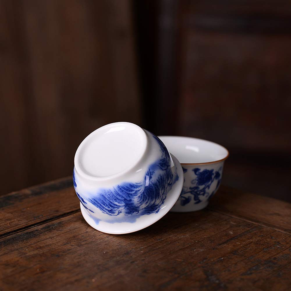 Woonsoon Woonsoon Chinese Handmade Kungfu Tea Cup 60 ml,Bone China Blue and White Tea Cups Set of 3,Ceramic Tea Mugs Without Handles,Best Gift - View 4 of 7