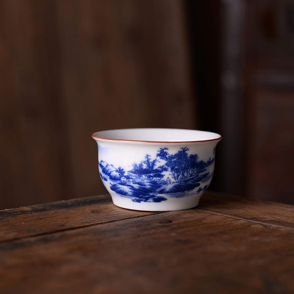 Woonsoon Woonsoon Chinese Handmade Kungfu Tea Cup 60 ml,Bone China Blue and White Tea Cups Set of 3,Ceramic Tea Mugs Without Handles,Best Gift - View 6 of 7