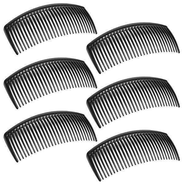 SourceTon 6-Pack French Twist Combs for Fine Hair - SourceTon Plastic Side Hair Clips for Women - Perfect Hair Accessories in Black