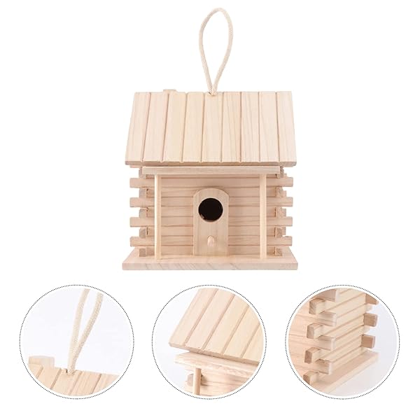 VOSAREA VOSAREA Wooden Bird House Decorative Nest Box for Outdoor Garden and Patio Hanging Bird House - View 3 of 10
