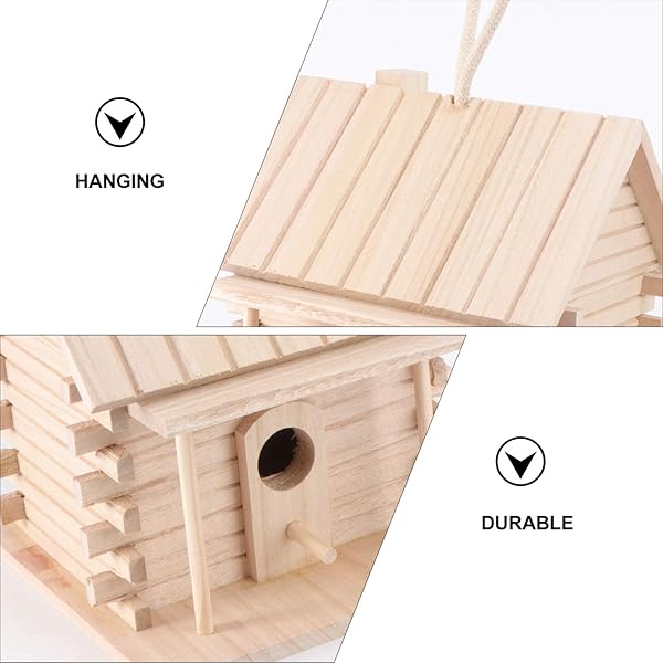 VOSAREA VOSAREA Wooden Bird House Decorative Nest Box for Outdoor Garden and Patio Hanging Bird House - View 6 of 10