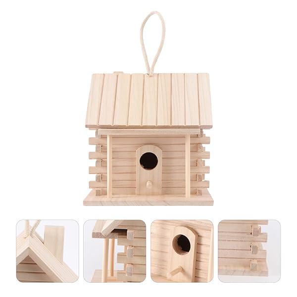 VOSAREA VOSAREA Wooden Bird House Decorative Nest Box for Outdoor Garden and Patio Hanging Bird House - View 7 of 10