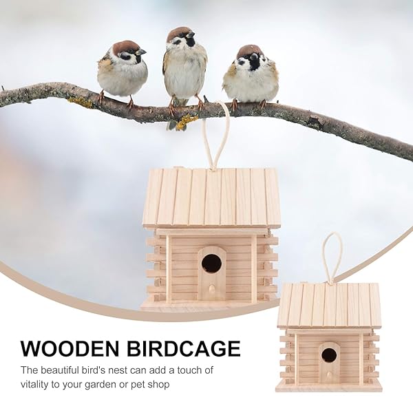 VOSAREA VOSAREA Wooden Bird House Decorative Nest Box for Outdoor Garden and Patio Hanging Bird House - View 8 of 10