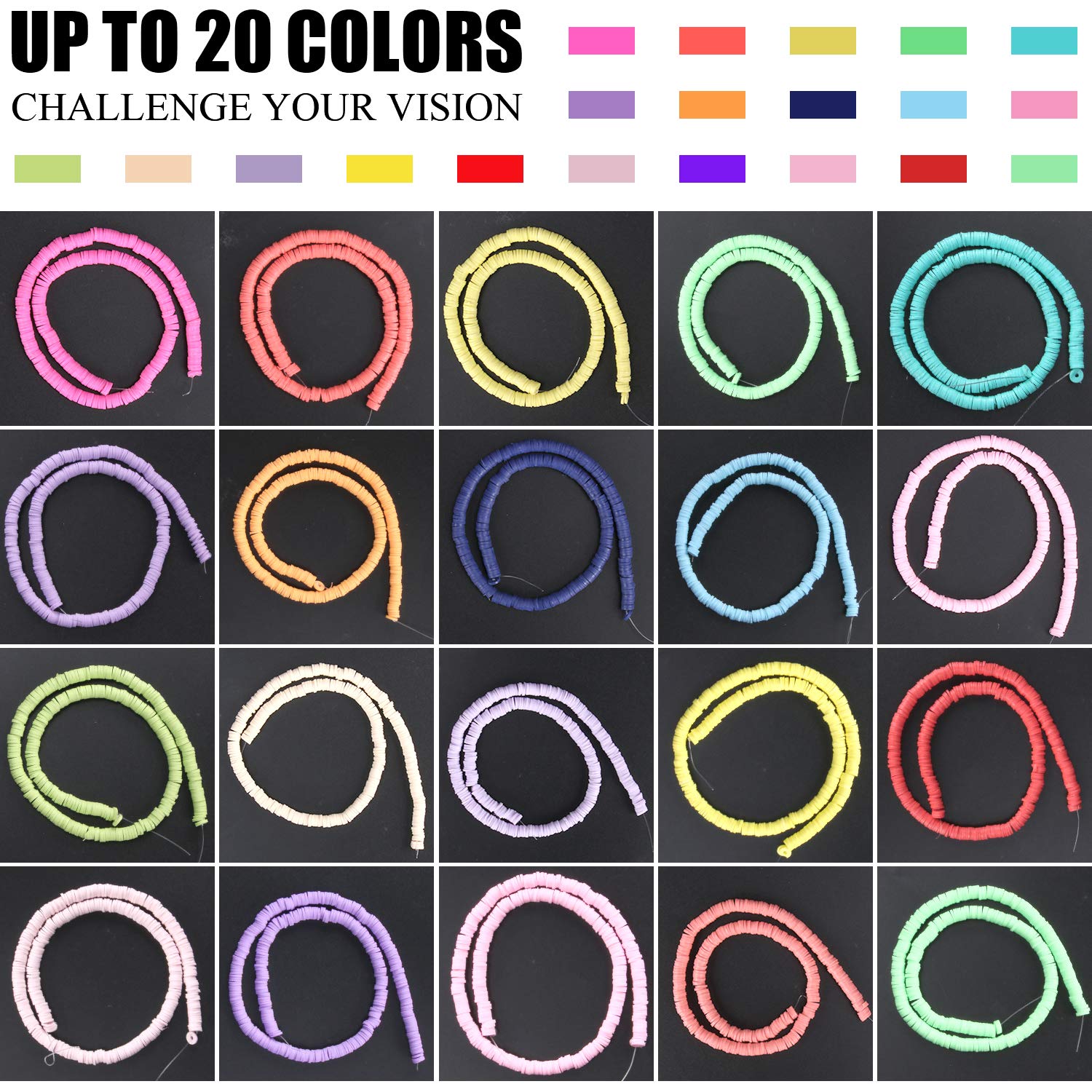 Augshy Augshy Clay Beads, 6700 Pcs Clay Beads for Bracelets Making Include Alphabet Letter Beads Round Heishi Jewelry Making Beads Flat Beads for Bracelets - View 2 of 6