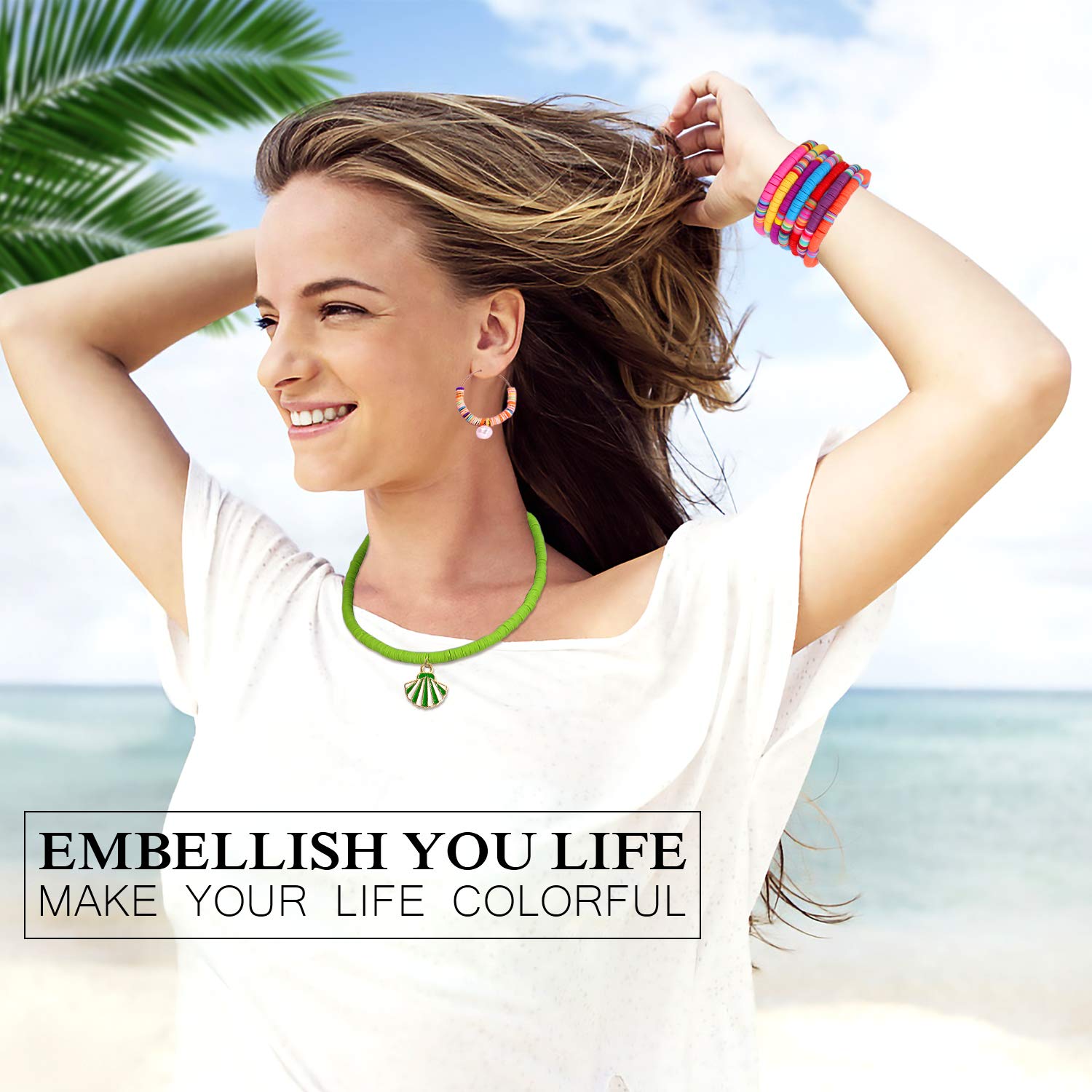 Augshy Augshy Clay Beads, 6700 Pcs Clay Beads for Bracelets Making Include Alphabet Letter Beads Round Heishi Jewelry Making Beads Flat Beads for Bracelets - View 6 of 6