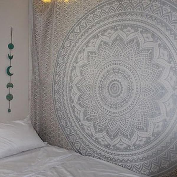 raajsee Raajsee Metallic Silver Tapestry Grey Mandala Wall Hanging Indian Cotton Beach Throw Blanket Boho Decor Twin Bedspread Yoga Mat 52 x 60 inches - View 6 of 8