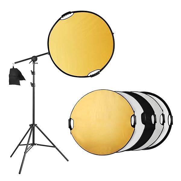Selens Selens 5-in-1 Photography Reflector Holder Stand Kit 32in Collapsible Light Reflectors with Boom Arm and Sandbag for Studio Lighting