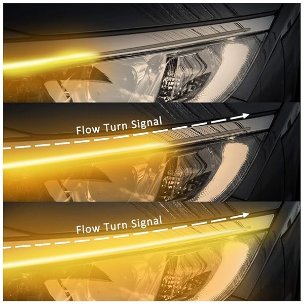 Qiilu Led Light Strip 2Pcs 60cm Headlight Tube Light Daytime Running Switchback Sequential Lamp Turn Light - View 7 of 8