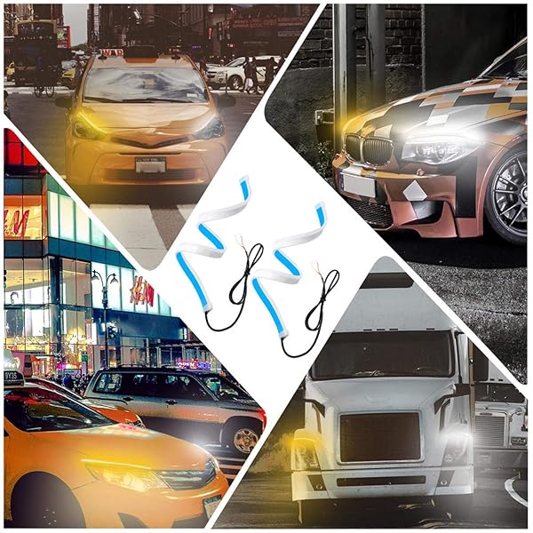 Qiilu Led Light Strip 2Pcs 60cm Headlight Tube Light Daytime Running Switchback Sequential Lamp Turn Light - View 8 of 8