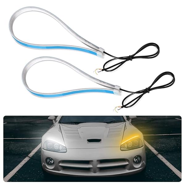Led Light Strip 2Pcs 60cm Headlight Tube Light Daytime Running Switchback Sequential Lamp Turn Light