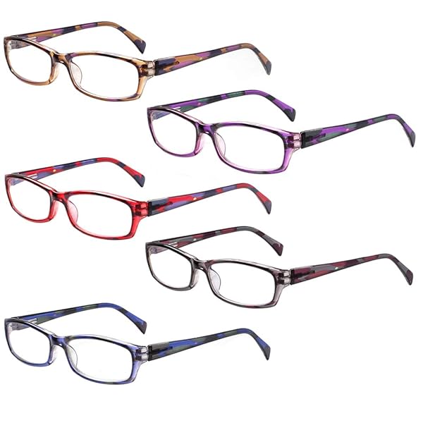 Henotin Henotin 5-Pack Blue Light Blocking Reading Glasses for Men and Women Anti Eyestrain Mix Color 1.50 Strength