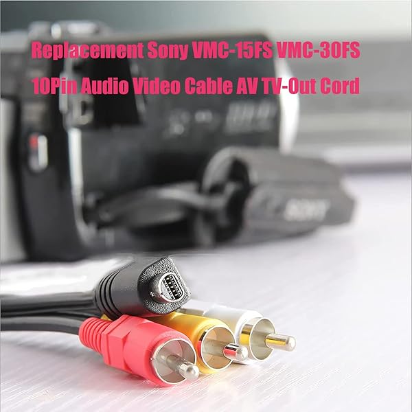 Tobysome Tobysome Replacement Sony AV Cable for Handycam VMC-15FS VMC-30FS 10Pin Audio Video Cord for DCR-SR90 DPP-EX50 HDR-CX7 HDR-FX7 1.2m - View 6 of 9
