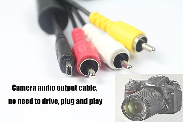 Tobysome Replacement AV Cord for Nikon CoolPix and DSLR Models Mini 8p to 3RCA Audio Video TV-Out Cable - View 3 of 8