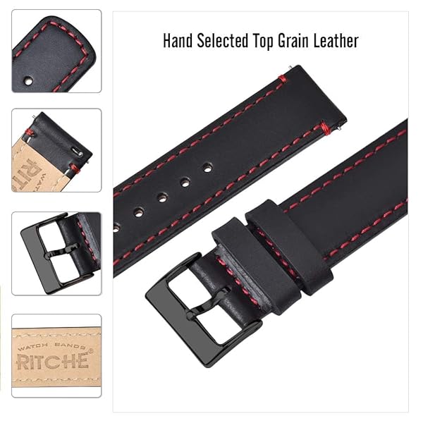 Ritche Ritche Christmas Gift 18mm Classic Genuine Leather Watch Band Quick Release Vintage Strap for Men and Women Perfect for White Elephant Gifts - View 5 of 7