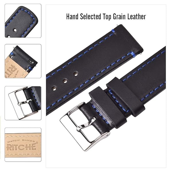 Ritche Ritche Christmas Gift 18mm Classic Genuine Leather Watch Band Quick Release Vintage Strap for Men Women Perfect for White Elephant Gifts - View 5 of 7