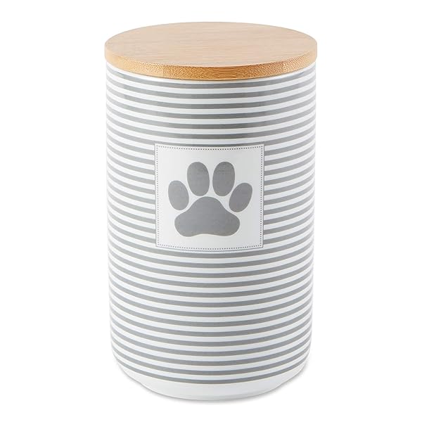 Bone Dry Bone Dry Paw & Patch Ceramic Pet Collection: Stylish Gray Treat Canister (4x6.5) for Pets