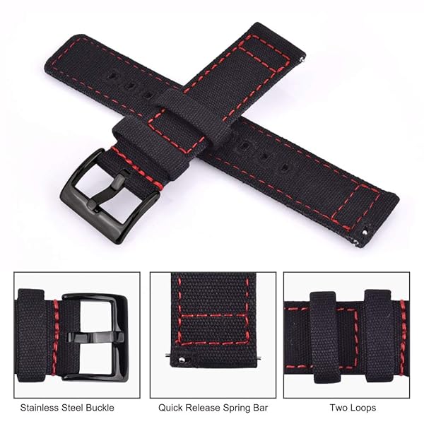 Ritche Ritche Christmas Gift 20mm Vintage Canvas Watch Bands Replacement Quick Release Straps for Men Perfect for White Elephant and Father's Day Gifts - View 5 of 8