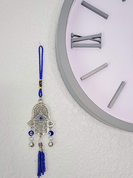LUCKBOOSTIUM LUCKBOOSTIUM Silver Hamsa Hand Charm with Blue Beads for Home and Car Rear View Mirror Hanging Accessories - View 5 of 7
